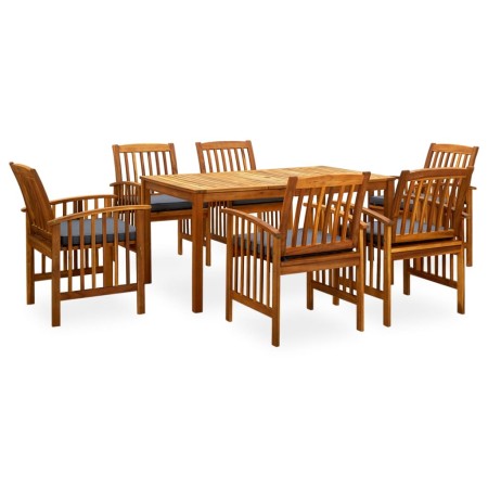 Set comedor de jardín 7 pzas y cojines madera maciza de acacia de , Conjuntos de jardín - Ref: Foro24-3058089, Precio: 739,92...