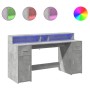 Escritorio con LED madera ingeniería gris hormigón 160x55x91 cm de , Escritorios - Ref: Foro24-3309432, Precio: 177,12 €, Des...