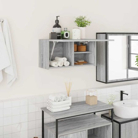Armario de pared baño madera ingeniería gris Sonoma 60x25x30 cm de , Tocadores de baño - Ref: Foro24-860063, Precio: 47,89 €,...