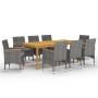 Juego de comedor de jardín 9 piezas gris de vidaXL, Conjuntos de jardín - Ref: Foro24-3067866, Precio: 741,60 €, Descuento: %
