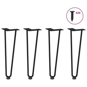 Patas de mesa tipo horquilla 4 uds acero macizo negro 42 cm de , Patas para mesas - Ref: Foro24-4012420, Precio: 44,62 €, Des...