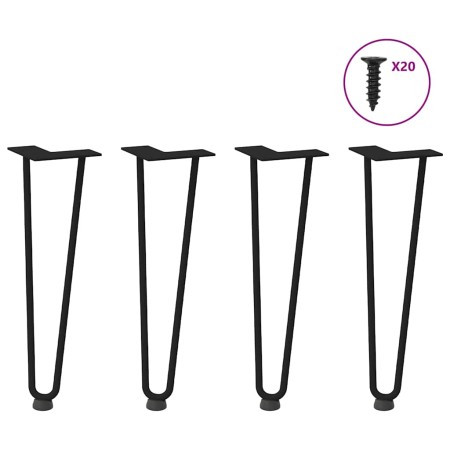 Patas de mesa tipo horquilla 4 uds acero macizo negro 42 cm de , Patas para mesas - Ref: Foro24-4012420, Precio: 44,62 €, Des...