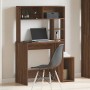 Escritorio con estantes contrachapada marrón roble 100x45x140cm de , Escritorios - Ref: Foro24-860442, Precio: 93,94 €, Descu...