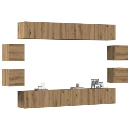 Mueble para TV de pared madera contrachapada artesanal 8 piezas de , Muebles TV - Ref: Foro24-3328952, Precio: 330,67 €, Desc...