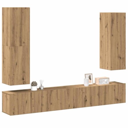 Mueble para TV de pared madera contrachapada artesanal 4 piezas de , Muebles TV - Ref: Foro24-3329154, Precio: 235,93 €, Desc...