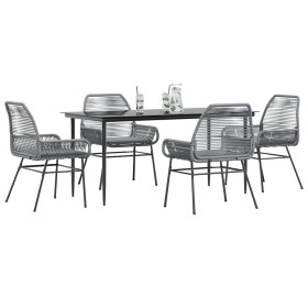 Juego comedor jardín 5 pzas cojines ratán sintético vidrio gris de , Conjuntos de jardín - Ref: Foro24-3334481, Precio: 376,7...