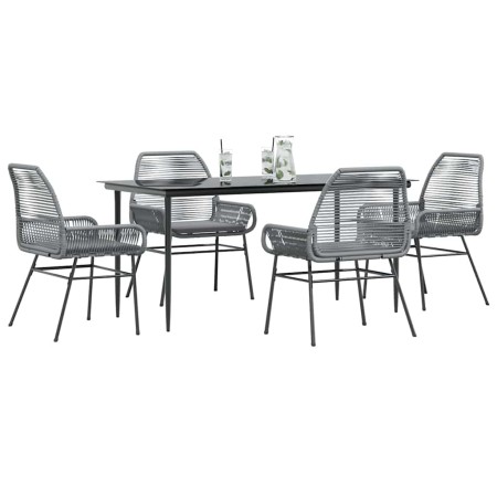 Juego comedor jardín 5 pzas cojines ratán sintético vidrio gris de , Conjuntos de jardín - Ref: Foro24-3334481, Precio: 376,7...