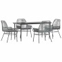 Juego comedor jardín 5 pzas cojines ratán sintético vidrio gris de , Conjuntos de jardín - Ref: Foro24-3334481, Precio: 376,7...
