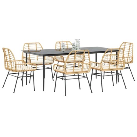 Juego de comedor de jardín 7 pzas con cojines ratán PE marrón de , Conjuntos de jardín - Ref: Foro24-3334462, Precio: 540,25 ...