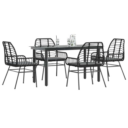 Juego de comedor jardín 5 piezas cojines ratán sintético negro de , Conjuntos de jardín - Ref: Foro24-3334550, Precio: 376,98...