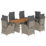 Set comedor jardín 7 pzas y cojines ratán sintético gris de , Conjuntos de jardín - Ref: Foro24-3213370, Precio: 1,00 €, Desc...