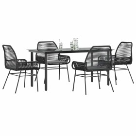 Juego de comedor jardín 5 piezas cojines ratán sintético negro de , Conjuntos de jardín - Ref: Foro24-3334565, Precio: 387,35...