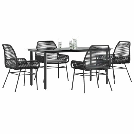 Juego de comedor jardín 5 piezas cojines ratán sintético negro de , Conjuntos de jardín - Ref: Foro24-3334565, Precio: 387,35...