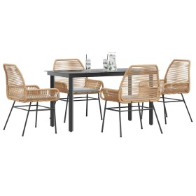 Juego de comedor jardín 5 piezas cojines ratán sintético marrón de , Conjuntos de jardín - Ref: Foro24-3334571, Precio: 375,3...