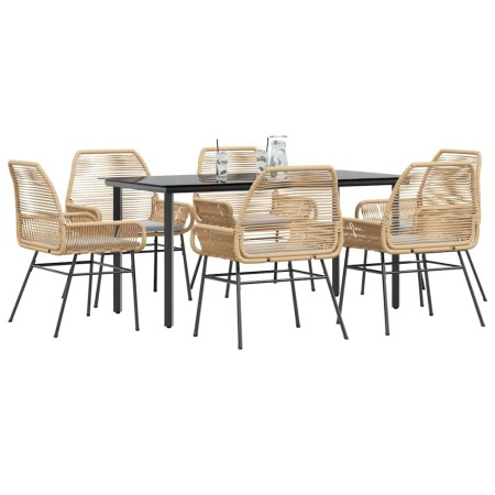 Juego de comedor de jardín 7 pzas con cojines ratán PE marrón de , Conjuntos de jardín - Ref: Foro24-3334573, Precio: 510,32 ...
