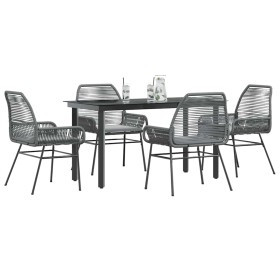 Juego comedor jardín 5 pzas cojines ratán sintético vidrio gris de , Conjuntos de jardín - Ref: Foro24-3334578, Precio: 358,6...