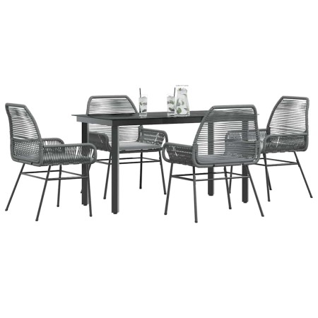 Juego comedor jardín 5 pzas cojines ratán sintético vidrio gris de , Conjuntos de jardín - Ref: Foro24-3334578, Precio: 358,6...