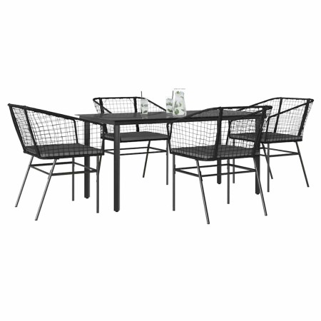 Juego de comedor jardín 5 piezas cojines ratán sintético negro de , Conjuntos de jardín - Ref: Foro24-3334600, Precio: 305,34...