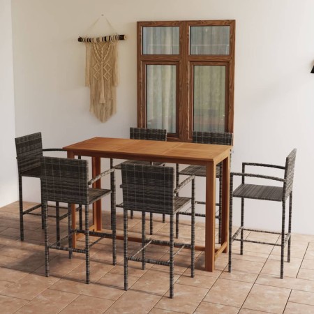 Conjunto de bar para jardín 7 piezas gris de vidaXL, Conjuntos de jardín - Ref: Foro24-3068018, Precio: 569,12 €, Descuento: %