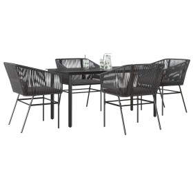 Juego de comedor jardín 5 piezas cojines ratán sintético negro de , Conjuntos de jardín - Ref: Foro24-3334614, Precio: 390,76...