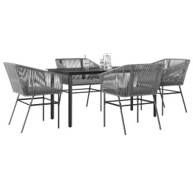 Juego comedor jardín 5 pzas cojines ratán sintético vidrio gris de , Conjuntos de jardín - Ref: Foro24-3334628, Precio: 413,5...