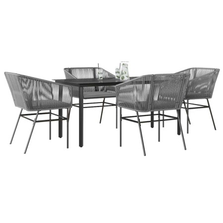 Juego comedor jardín 5 pzas cojines ratán sintético vidrio gris de , Conjuntos de jardín - Ref: Foro24-3334628, Precio: 413,5...