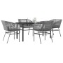 Juego comedor jardín 5 pzas cojines ratán sintético vidrio gris de , Conjuntos de jardín - Ref: Foro24-3334628, Precio: 413,5...