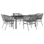 Juego comedor jardín 5 pzas cojines ratán sintético vidrio gris de , Conjuntos de jardín - Ref: Foro24-3334628, Precio: 413,5...