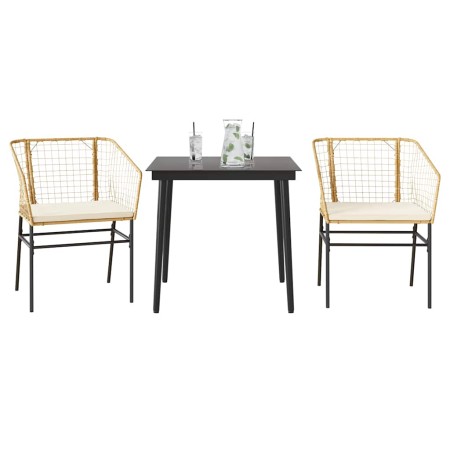 Juego de comedor jardín 3 piezas cojines ratán sintético marrón de , Conjuntos de jardín - Ref: Foro24-3334506, Precio: 194,9...
