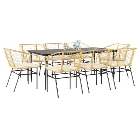 Juego comedor jardín 9 pzas cojines ratán sintético marrón de , Conjuntos de jardín - Ref: Foro24-3334512, Precio: 560,22 €, ...