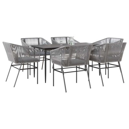 Juego comedor jardín 7 pzas cojines ratán sintético vidrio gris de , Conjuntos de jardín - Ref: Foro24-3334531, Precio: 566,3...