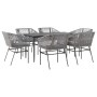 Juego comedor jardín 7 pzas cojines ratán sintético vidrio gris de , Conjuntos de jardín - Ref: Foro24-3334531, Precio: 566,3...