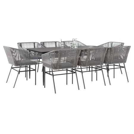 Juego comedor jardín 9 pzas cojines ratán sintético vidrio gris de , Conjuntos de jardín - Ref: Foro24-3334533, Precio: 820,9...
