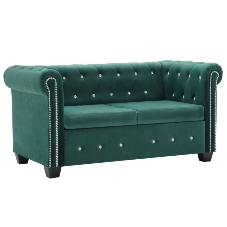 Sofá chesterfield de 2 plazas de terciopelo 146x75x72 cm verde de , Sofás - Ref: Foro24-247149, Precio: 434,93 €, Descuento: %