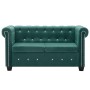 Sofá chesterfield de 2 plazas de terciopelo 146x75x72 cm verde de , Sofás - Ref: Foro24-247149, Precio: 434,93 €, Descuento: %