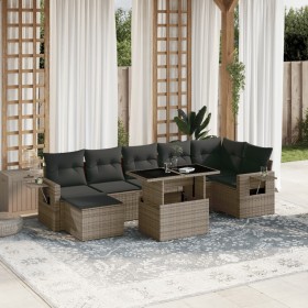 Set de sofás de jardín y cojines 8 piezas ratán sintético gris en Conjuntos de jardín | Comprar online en Foru.es