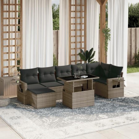 Set de sofás de jardín y cojines 8 piezas ratán sintético gris en Conjuntos de jardín | Comprar online en Foru.es