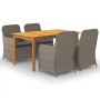 Juego de comedor para jardín 5 piezas marrón de vidaXL, Conjuntos de jardín - Ref: Foro24-3067817, Precio: 786,52 €, Descuent...
