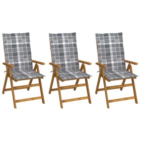 Sillas de jardín plegables 3 uds y cojines madera maciza acacia de , Sillas de jardín - Ref: Foro24-3064103, Precio: 260,60 €...