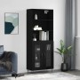 Aparador alto madera contrachapada negro 69,5x34x180 cm de , Aparadores - Ref: Foro24-3189310, Precio: 147,52 €, Descuento: %