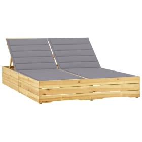 Tumbona doble y cojines madera pino impregnada gris de , Tumbonas - Ref: Foro24-3065970, Precio: 311,99 €, Descuento: %