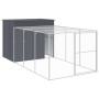 Caseta perros con corral acero galvanizado gris 214x457x181 cm de , Casetas para perros - Ref: Foro24-3189132, Precio: 580,18...