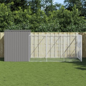 Caseta perros corral acero galvanizado gris claro 214x457x181cm de , Casetas para perros - Ref: Foro24-3189126, Precio: 493,4...