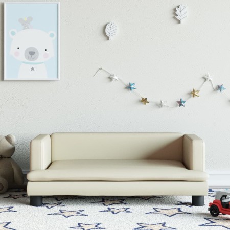 Sofá para niños de cuero sintético crema 80x45x30 cm de , Mobiliario para bebés y niños pequeños - Ref: Foro24-3196313, Preci...