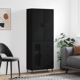 Aparador alto madera contrachapada negro 69,5x34x180 cm de , Aparadores - Ref: Foro24-3195972, Precio: 172,43 €, Descuento: %