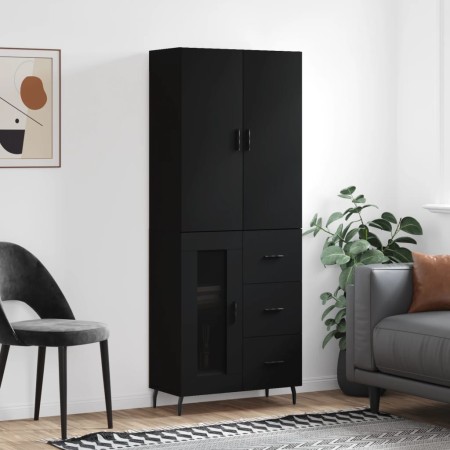 Aparador alto madera contrachapada negro 69,5x34x180 cm de , Aparadores - Ref: Foro24-3195972, Precio: 172,43 €, Descuento: %