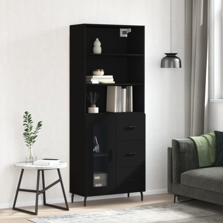 Aparador alto madera contrachapada negro 69,5x34x180 cm de , Aparadores - Ref: Foro24-3189526, Precio: 163,52 €, Descuento: %