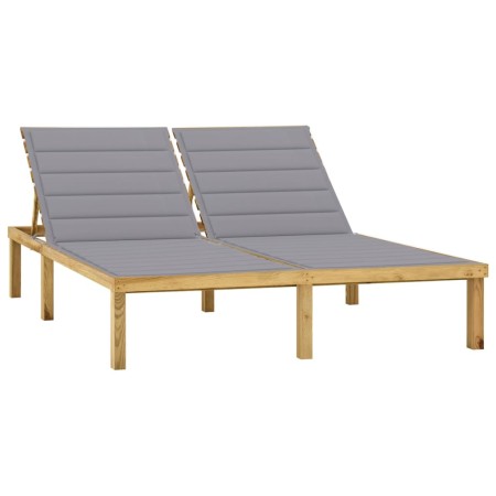 Tumbona doble y cojines grises madera de pino impregnada de , Tumbonas - Ref: Foro24-3065880, Precio: 214,75 €, Descuento: %