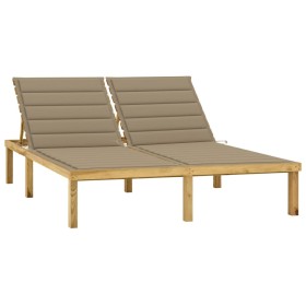 Tumbona doble y cojines beige madera pino impregnada de , Tumbonas - Ref: Foro24-3065882, Precio: 220,11 €, Descuento: %