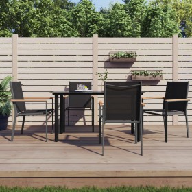 Sillas de jardín 4 uds textilene y acero negro 55x61,5x90 cm de , Sillas de jardín - Ref: Foro24-3187085, Precio: 183,92 €, D...